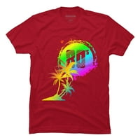 80'S RETRO SUNSET DREAMS Mens Cardinal Red Graphic Tee-Design by Humans XL