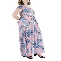 24Seven Comfort odjeća ženska plus veličine ružičaste ružičaste ružičaste friire maxi haljina