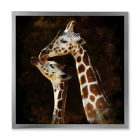PRONAĐEDITET Zatvori dviju žirafa koje ljube i seoska kuća uokvirena umjetničkim otiskom