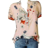 Sanbonepd Plus size Žene Štampanje bluza košulja džepne rukave Top kratkih ženskih vrhova