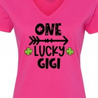 Inktastic St. Patrick Dan jedan sretni Gigi sa Shamrocks ženska V-izrez T-Shirt