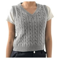 Ženski labavi pleteni Tank Tops klirens trendi vrhovi bez rukava V izrez majice Casual tunika čvrsta Tees