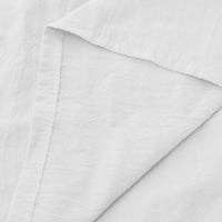 Hvyesh pamučne majice za pamučne posteljine Women plus veličine kratkih rukava s labavim fit print okruglim vratom T-majice majice lagani klasični bluze
