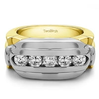 Sjajan moissine montiran u srebrnim sjajnim moissitnim muškim prstenom sa otvorenim krajnjim dizajnom