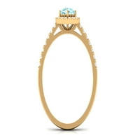 CT okrugli oblik akvamarin prsten sa Moissanite za žene-AAA kvaliteta, 14k žuto zlato, US 12.50