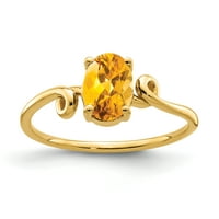 Primalni zlatni karatski žuto zlato 7x ovalni citrinski prsten