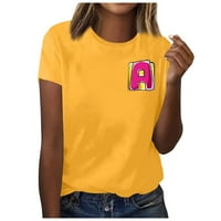 Ženske osnovne Tees ljetne trendi Casual kratke rukave majice jesen Moda pismo uzorak Print okrugli vrat pulover Tops Gold M