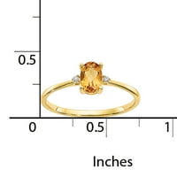 Primal Gold Karat žuto zlato dijamant i citrin rodni kamen prsten