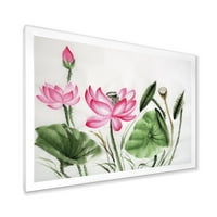 Designart' drevni ružičasti Lotusi u ribnjaku II ' tradicionalni uokvireni umjetnički Print