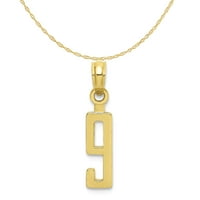 Carat u Karatsu 10k žuti zlatni broj bloka Privjesak šarm sa 10k žutom zlatnom laganom konopnom ogrlicu 20 ''