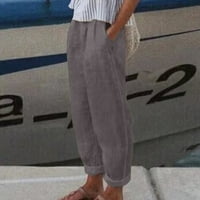 Durtebeua pantalone za žene visokog struka ženske tanke visoke elastične struka jednobojne sportske pantalone sive boje