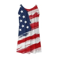 Hvyesh Ljetne haljine za žene Ležerne prilike patriotske duge haljine Američka zastava Grafički okrugli