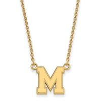 Čvrsto srebro sa zlatnim toniranim Univerzitetom u Memphisu mali privjesak sa ogrlicom