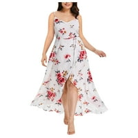 Miayilima mini haljine za žene plus veličine Žene Ležerne prilike bez rukava, boho cvijeće za cvijeće,