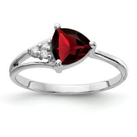 Čvrsta 14k bijeli zlatni granat januar crveni dragulj dijamantskih prstena