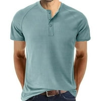 Muškarci Henley majica s kratkim rukavima Gumb Up V izrez Majice Tee Pulover bluza