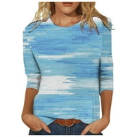 Ženske bluze bluza ženski Plus rukav slatka karirana ljetna posada vrat majice vrhovi plava s