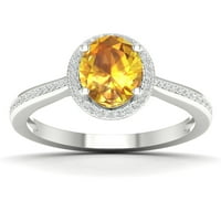 Carski dragi kamen 10k Bijelo zlato Ovalni rez citrin CT TW dijamantski Halo ženski prsten