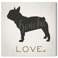 Wynwood Studio Životinje Zidno umjetnosti Platno Ispisuje pse i štenad 'French live' - crno, zlato