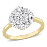 Miabella ženska karat t.g.w. Kreirani moissine & Created White Sapphire 10KT Žuti zlatni klaster zaručnički prsten