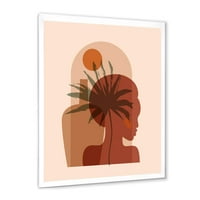 PROIZVODNJAČA Sažetak lijepa djevojka portret i tropski palminski list moderni uokvireni umjetnički print