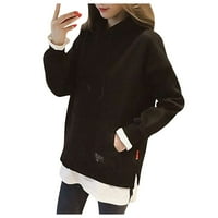 Entyinea ženske dukserice Trendy Crew vrat pulover džemperi Casual Comfy jesen modni Outfiti Odjeća Crna