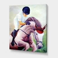 Džokej Na Galopirajućem Ružičastom Slikarstvu Konja Na Platnu Art Print