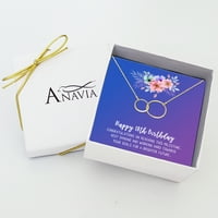 Anavia Happy 18th Birthday Gifts Nerđajući čelik modna ogrlica rođendanska čestitka nakit poklon za devojku, rođendanski poklon za ćerku-[Gold Infinity dvostruki prsten, plavo-ljubičasta poklon kartica]