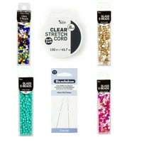 CousinDIY Multicolor Bulk Glass e-Bead paket sa iglama i Stretch Cord
