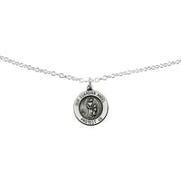 Primal Silver Sterling Silver Antiqued Angel Guardian medalja na kablovskom lancu