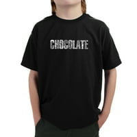 Pop Art Boy's Word Art T-shirt-različite namirnice napravljene od čokolade