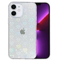 SmoBea kompatibilan sa iPhoneom, Clear Laser Glitter Bling Heart Soft & fleksibilan TPU i Hard Shockproof Cover Women Girls Heart Pattern Phone Case