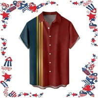 Muške majice proljeće ljeto Dan nezavisnosti Proslava Casual Vintage uznemireni parcijalni Print dugme