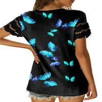 Colisha dame T-shirt Crew vrat T Shirt štampani ljetni vrhovi meka dnevna odjeća kratki rukav Tee Butterfly L