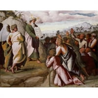Posteranzi Sal Moses Predstavlja deset zapovijeda Raphael 1483 - italijanska fresko strice za Peters Basilica
