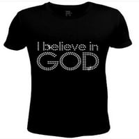 Bling rhinestone ženska majica vjerujem u Bog JRW-242-sc