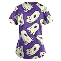 Košulje za žene Halloween ženski V-izrez Modni ležerni vrhovi za ispis za žene zaštitno radno odijelo ljubičasto 4xl