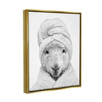 Stupell Industries ovčji kupaonica Robe smiješne životinje i insekti Bojavljenje zlata Florater Framed