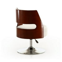 Salon bijeli i polirani kromirani FAU Koža podesiva visina okretna akcentna stolica