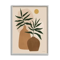 Stupell Industries vaze za biljke u saksiji izrez apstraktni Botanički oblici grafička Umjetnost siva uokvirena Umjetnost Print zidna umjetnost, dizajn Rachel Nieman