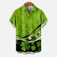 Zunfeo muns majice - plaža na plaži je otisnuta rever sv. Patrickov dan dolje sa džepovima s džepovima kratkih rukava modne udobne majice Green 14