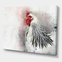 Krupni Plan Bijele Kolumbije Brahma Rooster Bird Painting Canvas Art Print