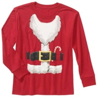 Holiday Time Boys Red Santa Claus Candy Cane Božić Dugi rukav Shirt 2x18
