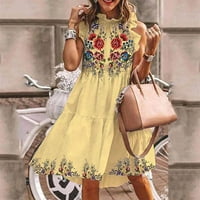 amousa ženska Casual slatka ljetna haljina sa printom bez rukava, cvjetna haljina za žene