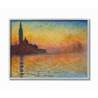 Stupell Industries City Silhouette Rainbow Landscape Monet Classic Painting Siva uokvirena Art Print Wall