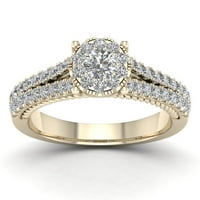 3 4CT TDW Diamond 10K žuto zlato halo zaručnički prsten