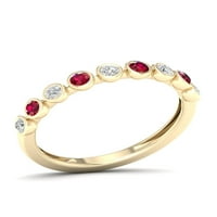 Imperial Gemstone 10k Yellow Gold Round Cut Ruby CT TW Diamond Women bend