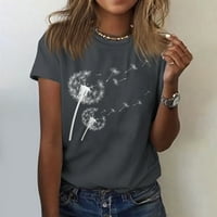 Feternal ženski slatki štampani kratki rukav okrugli vrat prednje rame Vintage kratki rukav ljetna labava košulja Top dressy bluze za žene