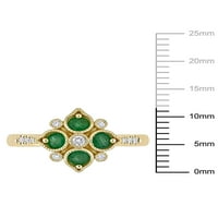 Miabella ženski karat T. G. W. smaragd i karat T. W. dijamant 14kt geometrijski prsten od žutog zlata