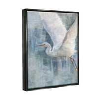 Stupell Industries Flying Egret Primorskih apstrakcija Obalno slikarstvo Crna ploča Framed Art Print Wall